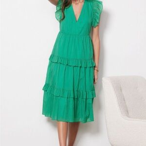 Amanda Uprichard Elegant Green Ruffle Dress